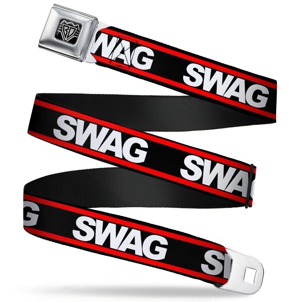 7958 Unisex-Adult's Seatbelt Belt Swag Quote Regular, Swagg Black/White/red